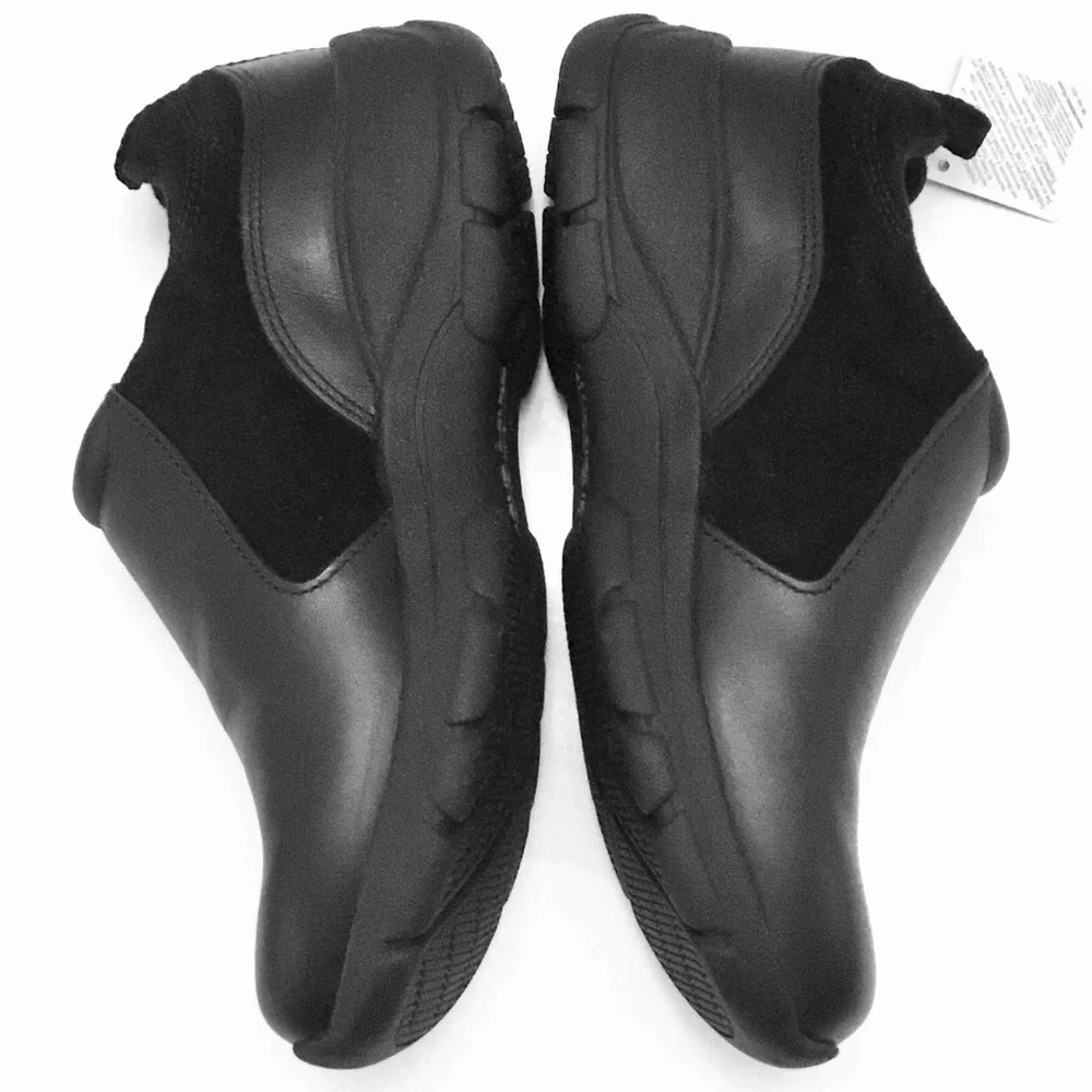 Lands End Women’s Black Leather Suede Loafer Rugged Comfort Thermolite Size 6.5